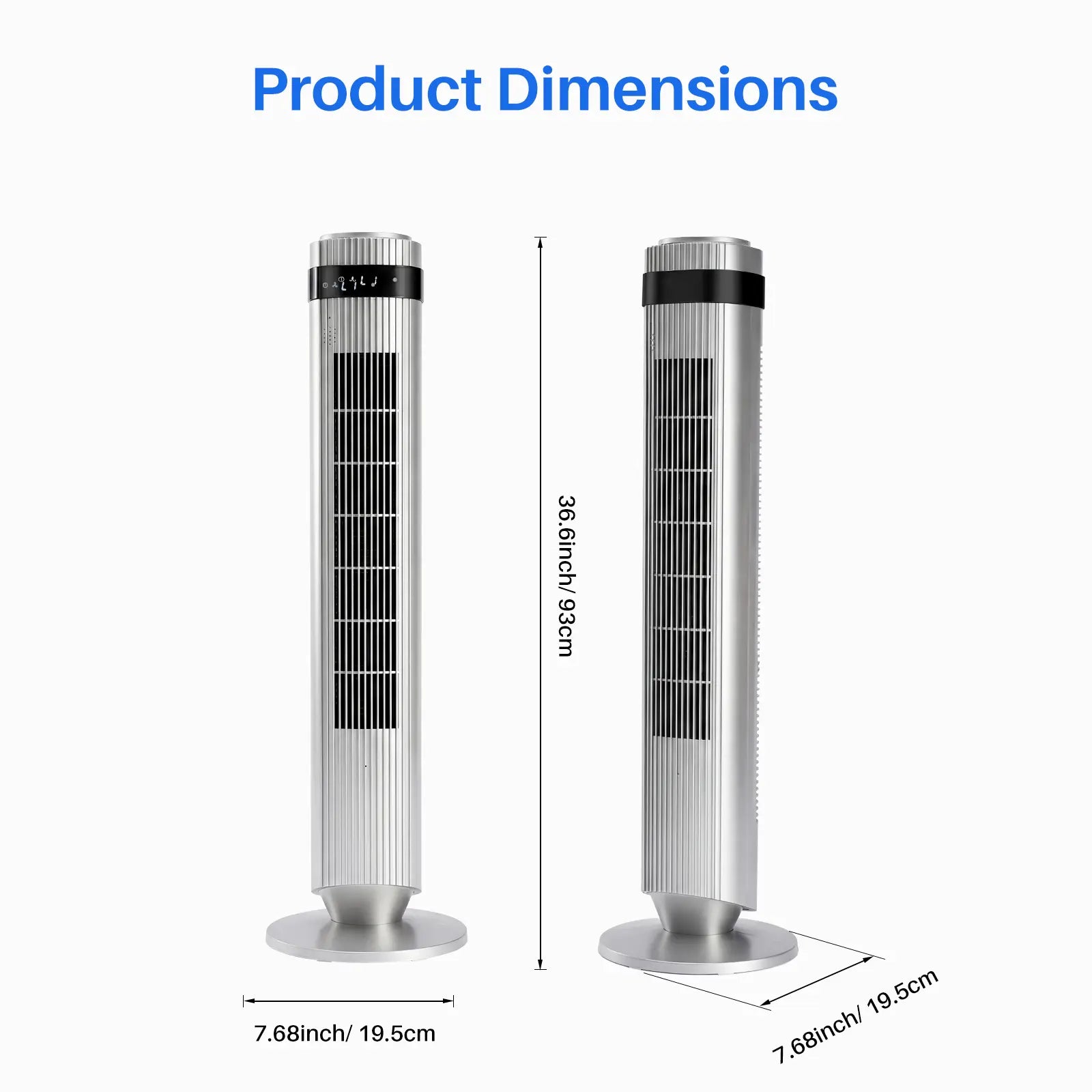 【New】Tower Fan for Bedroom, 28dB Silent Standing Fan with 12H Timer, Smart Auto Mode, 64° Oscillating Bladeless Cooling Fan for Home Office - Color: Grey