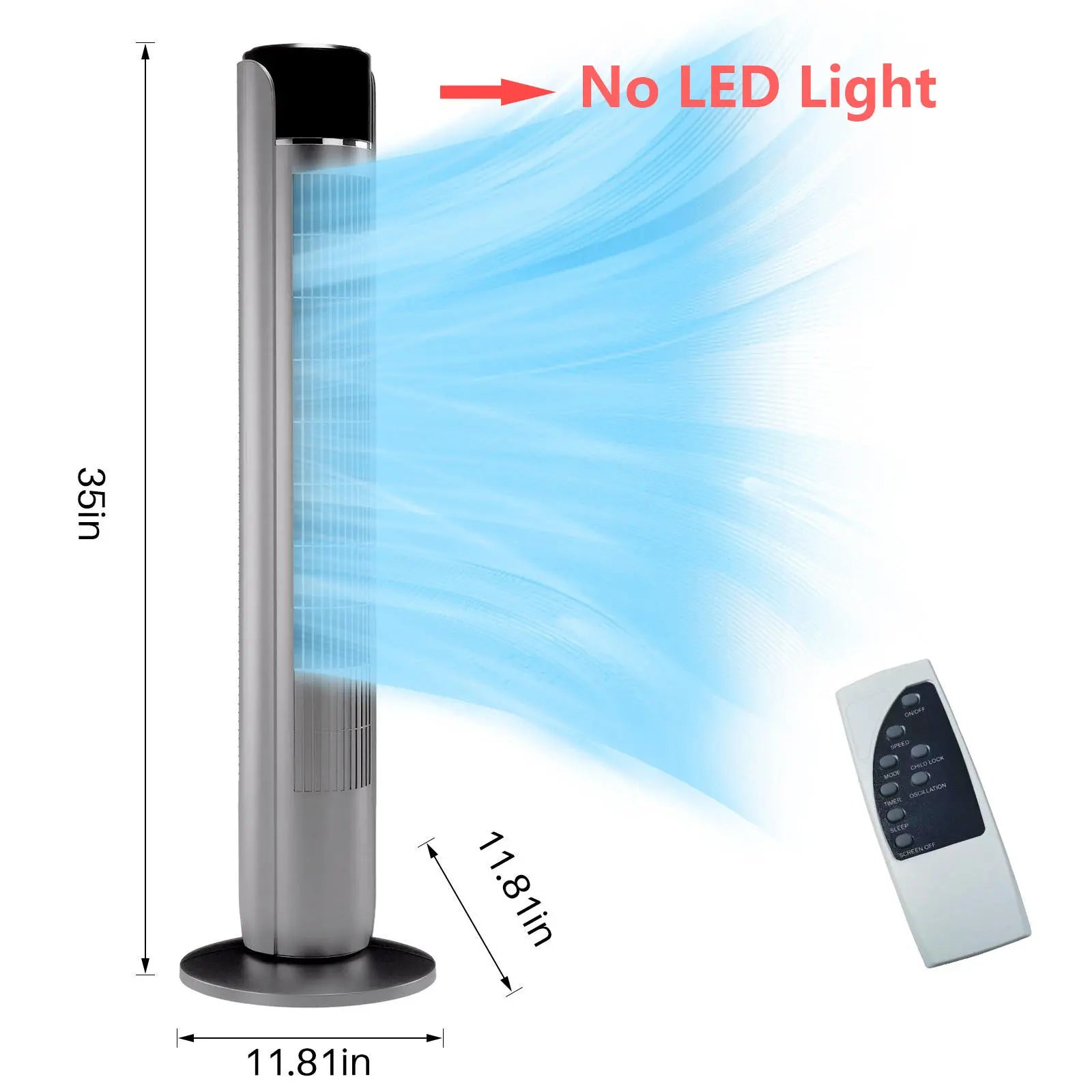 【New】Tower Fan for Bedroom, 28dB Silent Standing Fan with 12H Timer, Smart Auto Mode, 64° Oscillating Bladeless Cooling Fan for Home Office - Color: Silver-35IN