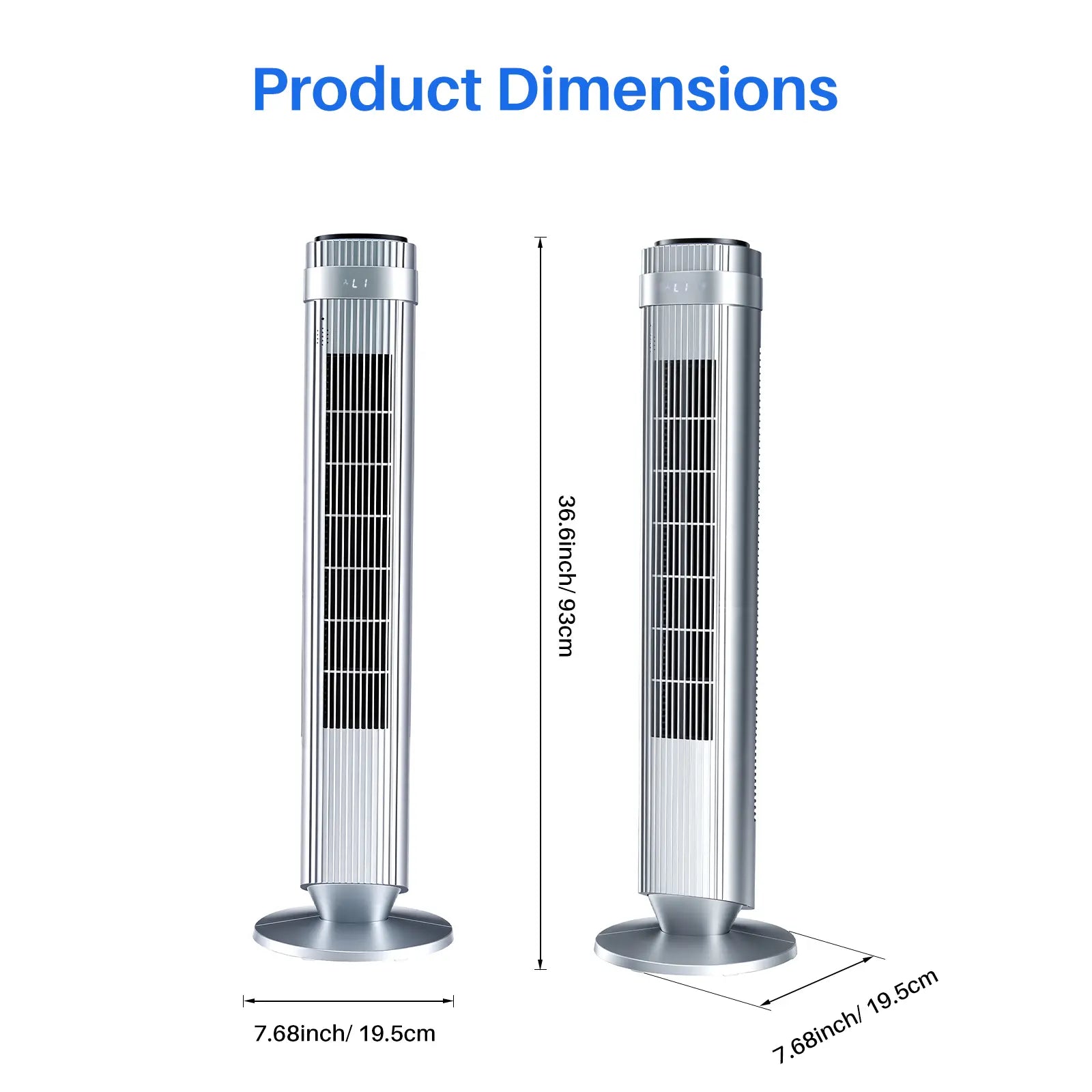 【New】Tower Fan for Bedroom, 28dB Silent Standing Fan with 12H Timer, Smart Auto Mode, 64° Oscillating Bladeless Cooling Fan for Home Office - Color: Silver